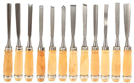 12 Stück Stemmeisen Stechbeitel Set, Holzmeißelset Tranchiermesser Holzschnitzset DIY Holz Meißel Professionelle Schnitzen Holzbearbeitung für Anfänger und Profis