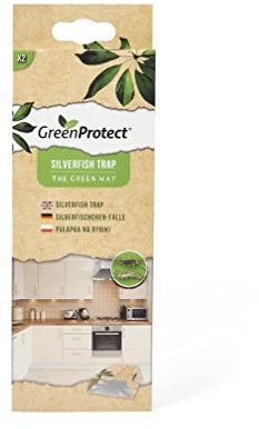 Green Protect Silverfish Trap - Eco Friendly Crawling Insect Trap - Insecticide Free Monitoring Device - Kitchen Home Office and More - (Pack of 2)