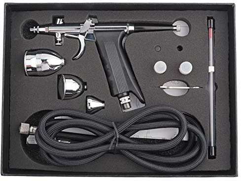 Kit aerografo pistola, Multiuso Gravità Aerografo Pistola Set 0.3mm 0.5mm 0.8mm Nossles Tazze Set Kit Materiali per aerografi set di sistemi di aerografia a gravità