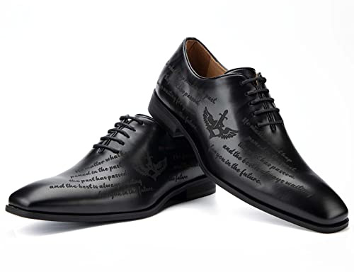 JITAI Chaussures Homme Oxford Chaussure de Ville Homme Oxford Cuir Chaussures à Lacets pour Mariage, noir-03, 44 EU (11 UK)