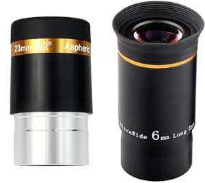 SVBONY Telescope Eyepiece 23mm 62° Wide Angle Aspheric Eyepiece Bundle with Telescope Eyepiece 6mm 66 Degree Ultra Wide Angle Eyepiece