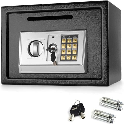 Large Safe Box 16 Litre Digital Safes for Home Security Safe with 2 Keys and Interior Shelf for Household Business Office Hotel Money Document Jewelry Passport - Black, 9.85 x 13.78 x 9.85 Inches