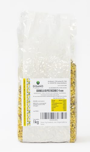 Disano 1kg Granella di Pistacchio Non Salata Non tostato, dimensione 2-4 mm, Busta da 1000 grammi.