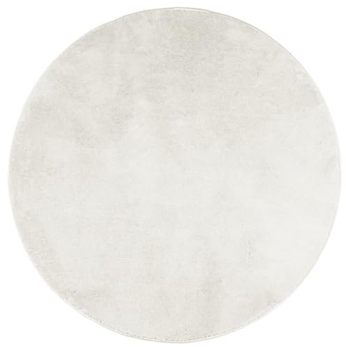 vidaXL Teppich Oviedo Kurzflor Creme Ø 80 cm