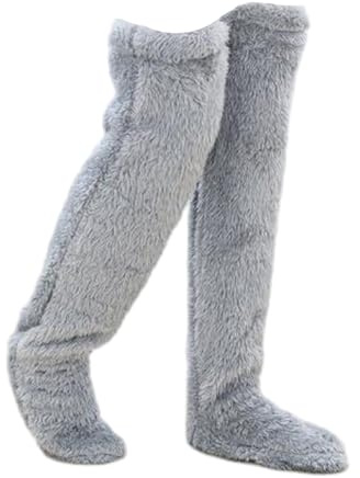 wueiooskj Andningsbara och pålitliga Snuggs-strumpor för fräschhet Bomull Varm över Knä Snuggs Skor Knähöga Snuggs Mysiga strumpor, Grå