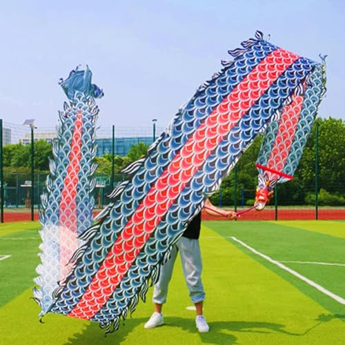 Spielplatzspiele mit tanzenden Drachenflaggen, Jonglierrequisiten for Neujahr, Sich drehende Bänder for Outdoor-Sportarten for Senioren(Color:Black,Size:8 m (26 ft))