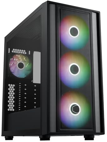 Cooler Master Boîtier Tour intermédiaire MasterBox 600 ATX, Carte mère rétroconnectée ASUS | MSI | Gigabyte, GPU 410 mm Max, AIO Max, Type C, Verre trempé, Triple SickleFlow PWM 140 mm, FineMesh
