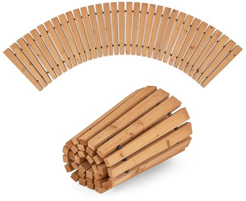 SOARS Chemin de Jardin, Allée en Bois de Sapin avec Surface Antidérapante et Fil Métallique, Marche Décorative Extérieure pour Pelouse, Jardin, Arrière-Cour, Naturel, 216 X 53 CM