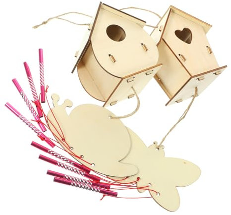 MERRYHAPY Vogelhaus Holz DIY Bausatz Vogelnistkasten Unfertiges Zum Bemalen Für Junge Mädchen Bastelset Garten Heimdekoration Hängedekoration