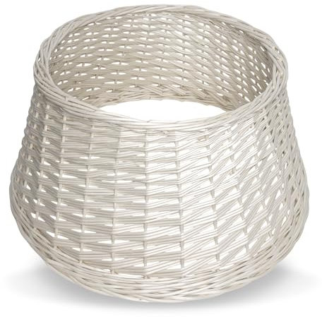 Creative Home Base Árbol de Navidad de Mimbre Cubre Pie Marfil Blanco | 46x24cm | Cubierta Falda Cesta Pie Arbol de Navidad Hecha a Mano para Soporte | Anillo Rústico Decorativo | Decoración Navideña