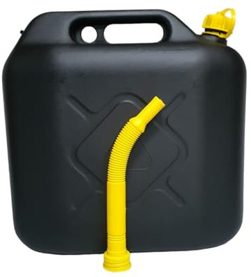 MUDZSAL 20L Jerry Can for Petrol Diesel Fuel with Spout, Emergency Backup Fuel Storage for Cars, Motorcycles, Vans, BLACK