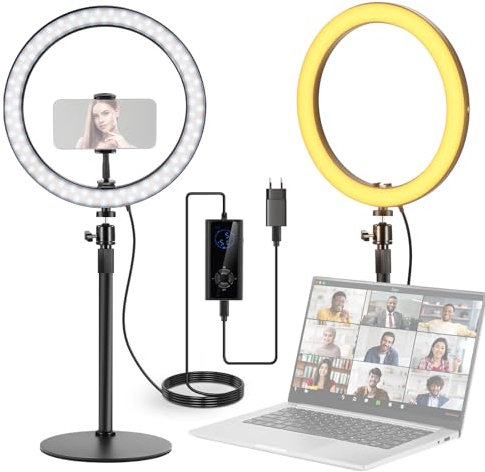 NEEWER 12 Ring Light de Mesa de Alta Potencia 24 W con Soporte/Soporte para teléfono, luz Selfie videoconferencias LED para iPhone Streaming Maquillaje Vlog Video Laptop Computer Webcam Zoom Call