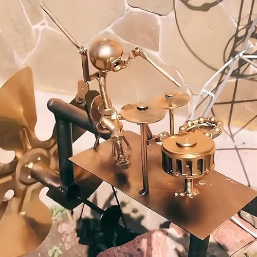 Handmade Rock Drummer Windmill – Kinetic Metal Garden Wind Spinners Outdoor Yard Windmill Sculpture Decor for Musicians