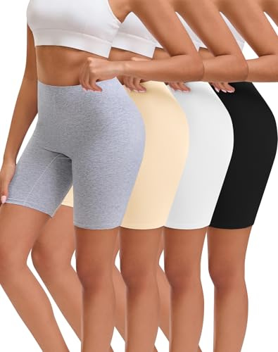INNERSY Cykelbyxor, dam, korta för klänning, bomull, boxershorts, kalsonger med ben, anti-skavning, 4-pack
