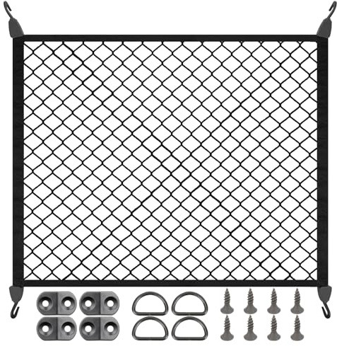 lomdung Red Maletero de Coche, Red de Equipaje para Coche, Universal Reds Maletero Coches con 4 Gancho, Reds Elástica Maleteros Automóvil, Almacenamiento Fija Redes para Maleteros, 80 X 60 CM, Negro