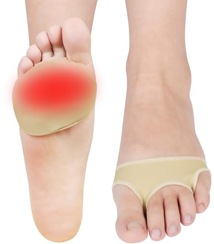 Fefod Coussinets Metatarsiens, 2PCS Coussins Avant-Pied avec Gel Semelle, Chaussure Plantaire Coussinet Pour Durillons, Semelle Anti Douleur, Demi-Chaussette pour Soulager les Métatarsalgies, Douleurs