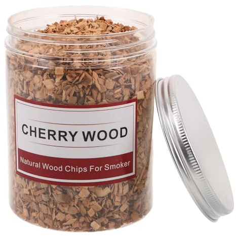 jojofuny Copeaux de Bois de Cerisier pour Fumage 125G Morceaux de Bois pour Barbecue et Fumoir Arôme Naturel pour Grillades en Plein Air et Cuisson Homogène des Viandes