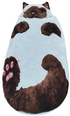Saco de Dormir con Forma | Manta Lavable y - Saco de Dormir de Peluche con Forma de Gato,para Suelo Interior, Cama, sofá, salón, Exterior, Viajes y Acampada