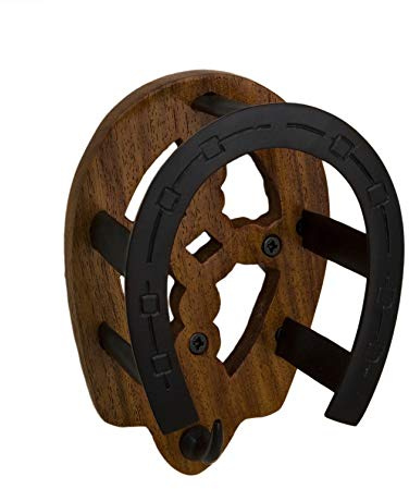 Tack Room Studio Brass Horseshoe Bridle Rack (Black & Wood)