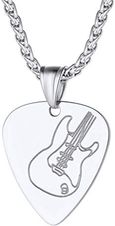 PROSTEEL Hombre Unisex Mujer Colgante Pua Plumilla para Tocar Guitarra, Dije Pick de Guitarra Electrica Espanola, Tono Plata