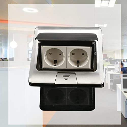 Garten Bodensteckdose Innen Weiß, 2 Fach Einbausteckdose Bodensteckdose, Versenkbar Steckdose Klappsteckdose für Schreibtische und Konferenzräume
