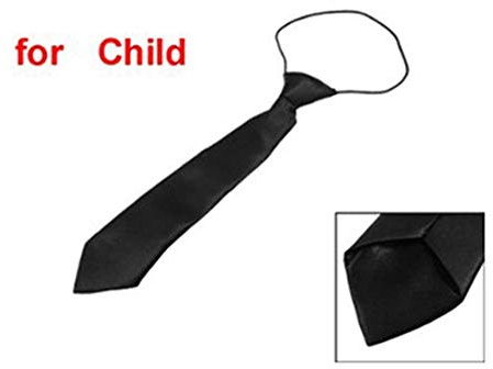 Vereen Cravate fine élastique en polyester noir solide pour enfant, noir , Taille Unique