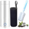 Bollitore Portatile Elettrico da Viaggio: Mini Bollitore in Acciaio Inox Con Cavo di Alimentazione, Set di Tazze e Spazzola per la Pulizia