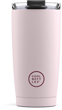 Cool Bottles - Tumbler - Vaso Térmico de Acero Inoxidable - 550 ml - Pastel Pink - Taza de Café - Altura 18 cm - Bebidas Frías 10 horas y Calientes 5 horas - Tapa a prueba de Fugas - Libre de BPA