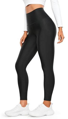 CRZ YOGA Damen Sport Thermo Leggings - 64cm Winter Warme Sports Yoga Leggins High Waist Fleece Thermal Sportleggins Schwarz 40