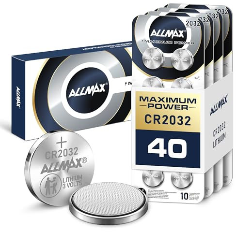 Allmax CR2032 Lithium Coin Batteries (40 Count) – Longest Lasting, Leakproof Design, 10-Year Shelf Life, Maximum Performance, Perfect for Key Fobs (3V)