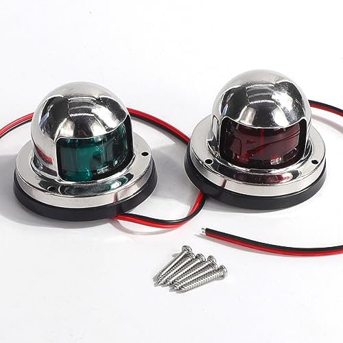 Fuworance LED Bow Boat Navigation Light 12V Sailing Signal Lamp Red Green Marine Boat Yacht Anchor Light Stainless Steel Navigation Signal Warning Indicator Bulbs