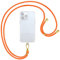 mtb more energy® Universal Handykette Clear - Neon Orange - Metallteile Gold - transparenter Patch - kompatibel mit vielen Handyhüllen - Zubehör Smartphone zum Umhängen