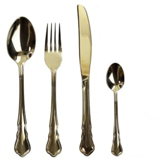Brandani 51005 SET POSATE IMPERIAL GOLD SET 16 PEZZI INOX (4 Coltelli 4 Forchette 4 Cucchiai 4 Cucchiaini)