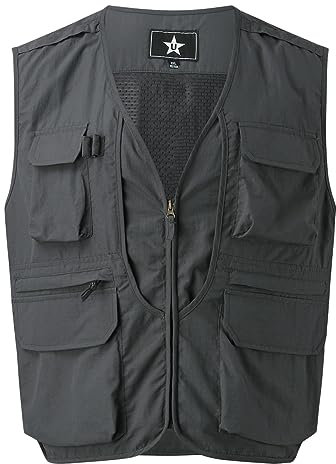 RUMAOZIA Ärmellose Weste Herren Sommer Anglerweste Herren Outdoor Weste mit Vielen Taschen Jagdweste Multifunktionsweste Freizeit Safariweste Leicht Sommer Dünne Weste Sommerweste