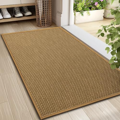 LEKEEPGO Felpudo Entrada Casa 60 x 90 cm, Alfombra Entrada Antideslizante, Felpudo de Entrada Absorbentes Lavable, Alfombrilla para Entrada, Pasillo, Cocina, Marrón Claro