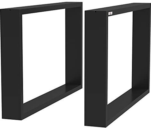 HOMCOM Juego de 2 Patas de Mesa de Acero Rectangulares 70x41 cm Negro