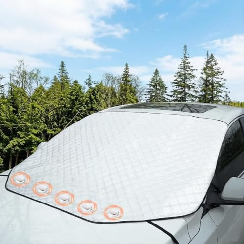 Autreykorn Copri Parabrezza Auto Ghiaccio 193x157x126 cm, 5 Magneti, Copertura Parabrezza Auto Pieghevole Contro Neve, Ghiaccio, Brina, Polvere, Sole con Sacchetto di Stoccaggio