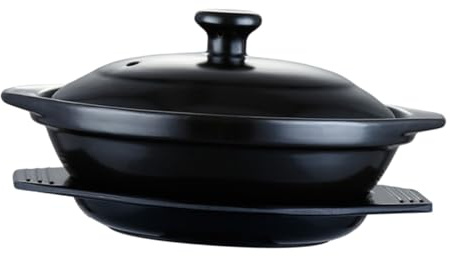 HIAKDOFT Cazuela con Base Antiescaldaduras Olla para Guisar Pollo Estofado y Arroz Olla para Sopa y Hot Pot Diseño Seguro con Ventilación y Asas Dobles para Cocina Doméstica