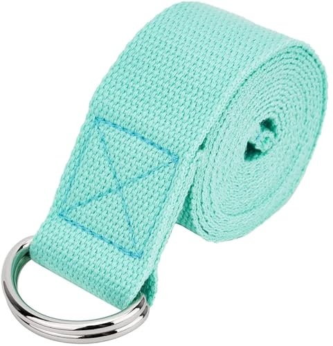 Yogabälte 183 x 3,8 cm mjukt yogabälte med justerbart D-ringspänne, träningsbälte av bomull för daglig pilates stretchbälte för stretchövningar (Color4)