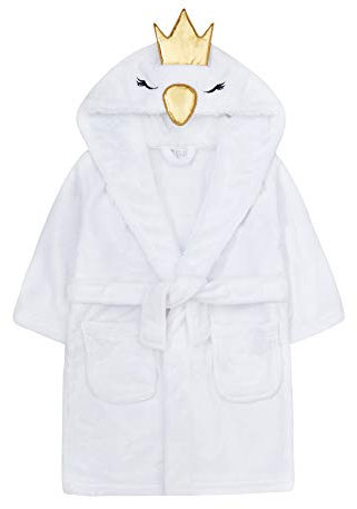 Metzuyan Girls Novelty Plush Seahorse Swan Mouse Dressing Robe Gown White 2-3