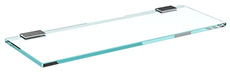 bijon Glasregal Glasablage Wandregal Glas Bad-Regal Glas Badezimmer Regal Badablage Ablageregal - 8mm Hartglas, 40 x 12 cm, Klarglas + Halterung F - Chrom Glanz Optik