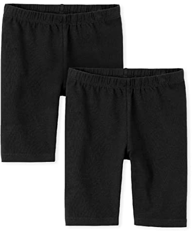 The Children's Place girls Mix and Match Bike Shorts Pants, Black 2 Pack, Large US