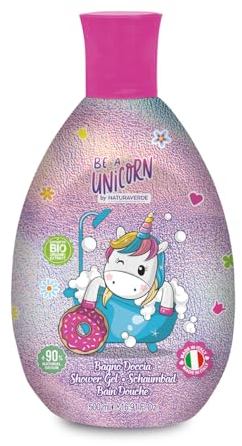 Naturaverde | Kids - Be A Unicorn - Bagnodoccia Bambini, Sapone per Corpo, Profumo al Muschio Bianco, Bagno Doccia con Burro di Karité e Estratto di Fiordaliso BIO, 500ml