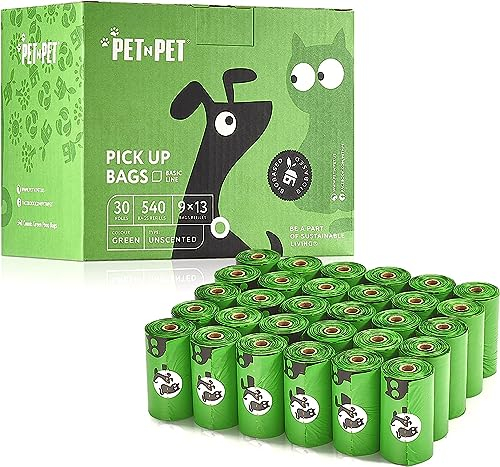 PET N PET Hundekotbeutel, Kotbeutel für Hunde, Hundekotbeutel 41% pflanzlich - 540 Einheiten 30 Rollen 9x13 Zoll Kotbeutel für Hunde, unparfümierte