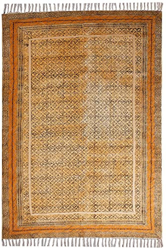 Alfombra de área de 2 x 3 kilim, color bronce y marrón, de algodón, oriental, gruesa, 0,5 cm, fácil de lavar, lavable a mano, alfombra de algodón para interiores y exteriores, para cocina, mesita de