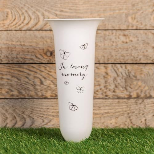 In Loving Memory 0520 - Jarrón para tumba con pinchos, color blanco