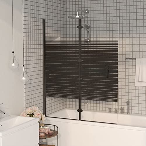 ARKEM Toughened Safety Glass Bath Screen Panel Shower Door,Folding Shower Enclosure ESG 100x140 cm Black