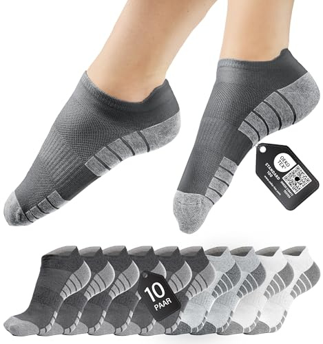 HELDENWERK Sneakerstrumpor för Dam & Herr 10 Par - Korta Sportstrumpor med andningsbar Bomull - Unisex Löparstrumpor Set, 43-46 EU