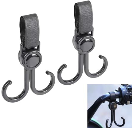 GYWHOOFT 2 Stück Haken für Kinderwagen, um 360 ° drehbar, Universalhaken für Kinderwagen, Multifunktions-Haken, Für Wickeltasche, Handtaschen, Hängesäcke, Rucksäcke, Geldbörsen