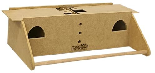 Nid double pour inséparateurs et perruches - Cage d'élevage en MDF avec séparateurs et ventilation - Nid en bois avec couvercle coulissant et capacité pour deux paires d'oiseaux | Oiseaux qui nichent